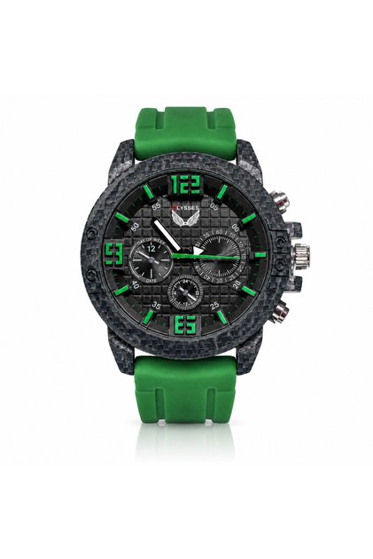 Ceas Bărbătesc Quartz Verde cu Curea Silicon și Cadran Negru – Design Sport Modern