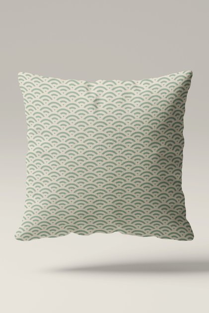 Sage Arc Wave Patterned Set of 2 Double-Sided Decorative Throw Pillow Covers