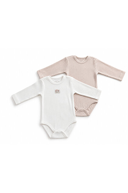 Basic Long Sleeve Zippered Bodysuit for 1-9 Months - Powder