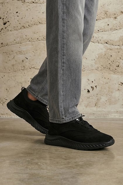 , Men's Genuine Leather Sneaker 1631037Z241012 Black