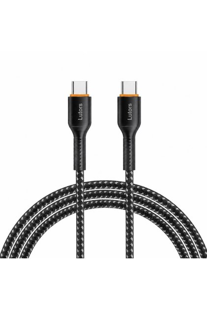 كابل شحن LUTORS C104 تايب سي إلى تايب سي بطول 1.2 متر، شحن سريع ونقل بيانات، كابل USB-C متين للاستخدام اليومي