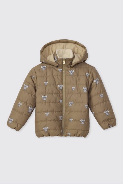 Baby Boy Printed Beige Puffer Coat