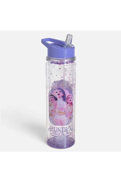 Sticla de Apa pentru Copii din Plastic Flip Top Transparenta Lila K-POP Confetti 600ml
