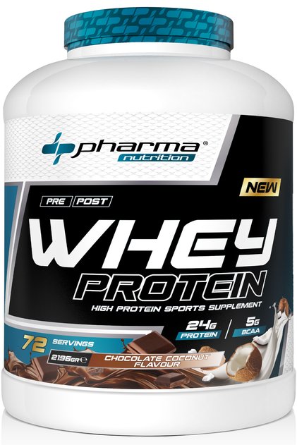 Whey Protein 2196 Gr 72 Servings Chocolate Coconut Flavored 24 Grams of Protein 100% Protein Powder