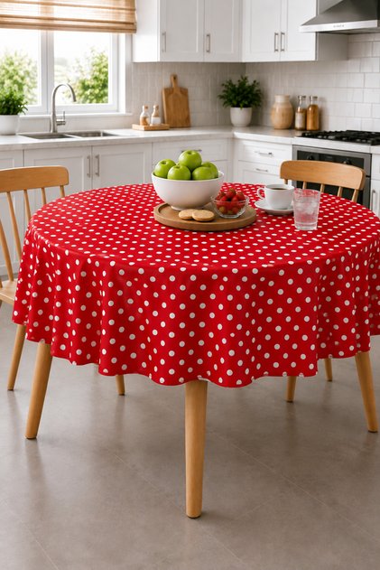 Patterned Round Pvc Oilcloth Tablecloth, Wipeable and Stain Resistant