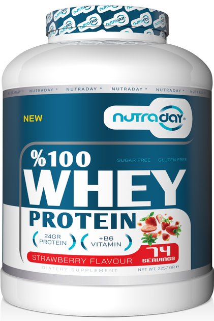 Whey Protein 2257 Gr 74 Servings Strawberry Flavored 24 Grams of Protein 100% Protein Powder