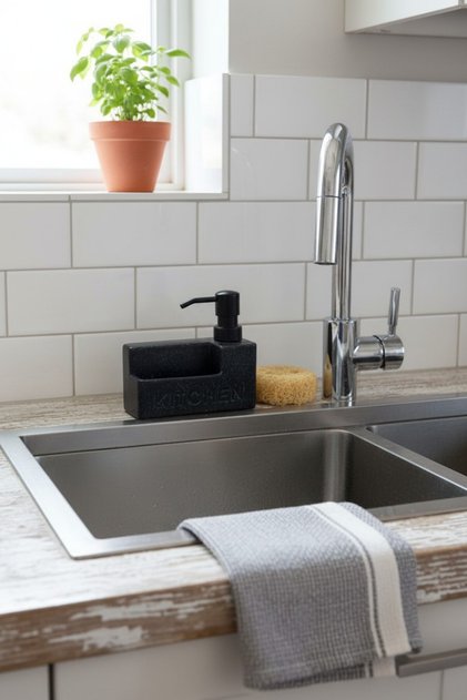Poly Kitchen Liquid Soap Dispenser with Container