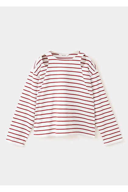 Cut-out striped T-shirt