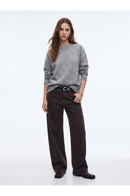 Regular Fit Crew Neck Knitwear Gray Sweater