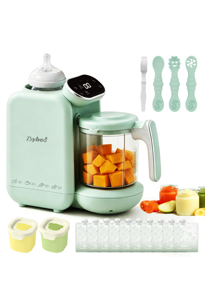 Baby Food Maker Set, Baby Food Processor, Steamer, Blender & Bottle Warmer for Homemade Baby Food with 10pcs Reusable Baby Food Pouches, 2pcs Food Containers, 3 Feeding Spoon and Cleaning Brushes