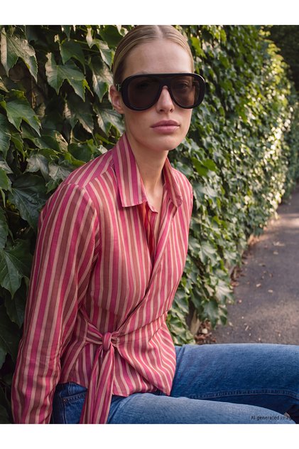 I Shirt Roba Collar Striped Blouse from Freezen Store
