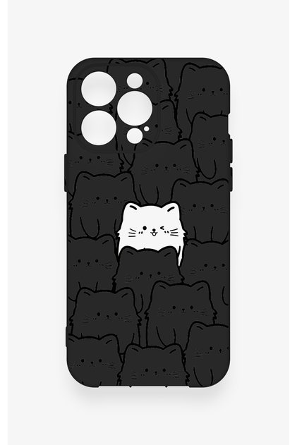 Many Cats Patterned Silicone Case Compatible with iPhone 14 Pro Max