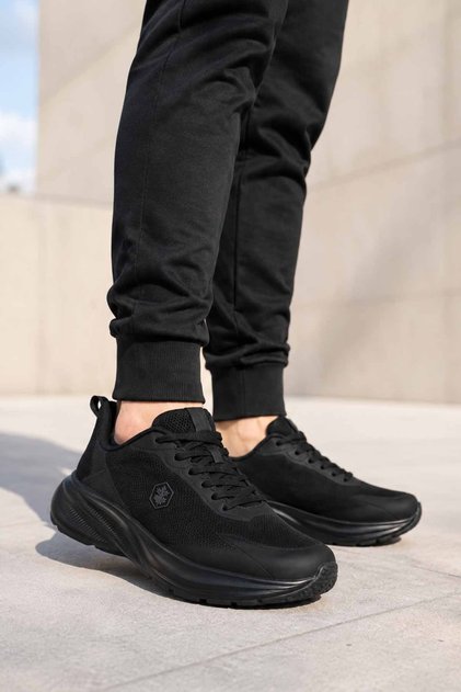 Men's Black Sports Shoes Troxa 2,0 Memory Foam Insole Breathable Mesh Flexible Lightweight Casual Sneaker