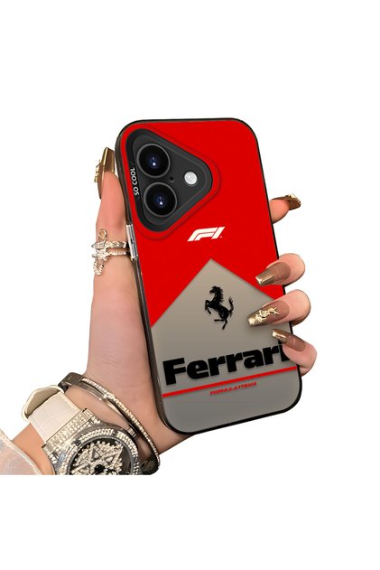 iPhone 17 Compatible Stylish Racing Car Pattern Acrylic Back Panel Silicone Edge Shock Absorbing Case