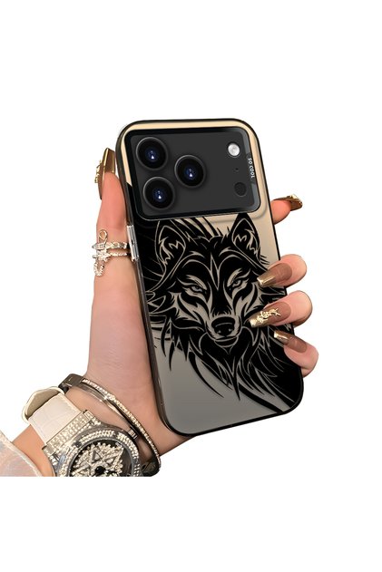 iPhone 17 Pro Compatible Hard Acrylic Back Silicone Edge Lens Protection Case Wolf