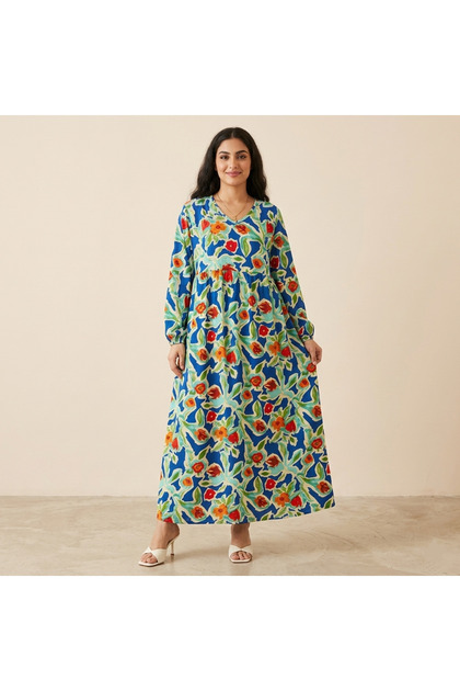 Women's Floral Long sleeve Maxi Dress