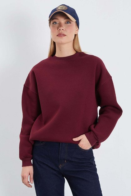 3 İplik Basic Bisiklet Yaka Oversize Sweatshirt