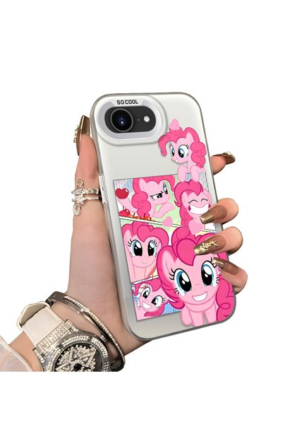 iPhone 17E Compatible Pinkie Pie Multiple Face Expression Printed Hard Acrylic Back Soft Silicone Frame Case