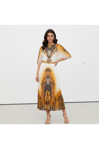 Women's Yellow A-line Short sleeve Dress