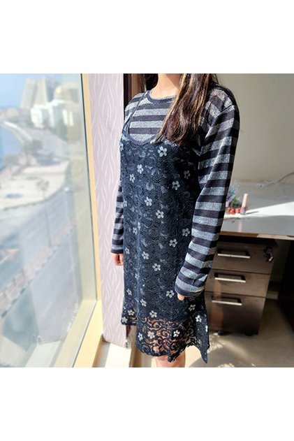 Women's Black Striped Dress