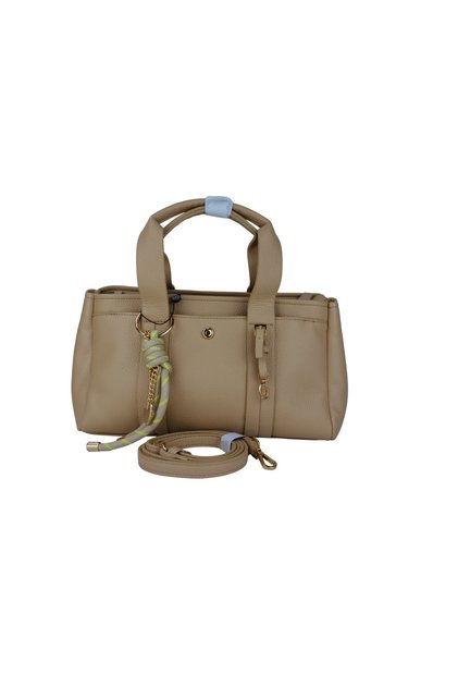 Duki Daso Beige Women's Hand and Shoulder Bag with Accessory Detail | Summer T8508 Beige Single Compartment with Zipper Pocket