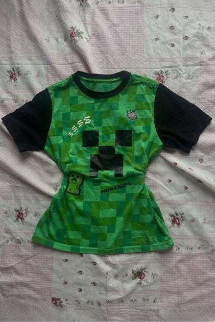 Green Black Pixel Short Sleeve Y2K Body