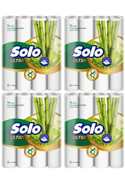Ultra Kağıt Havlu 64 Lü Paket Rulo Organik Bambu ve Pamuk Özlü (Dev Ekonomik Pk) (4PK*16)