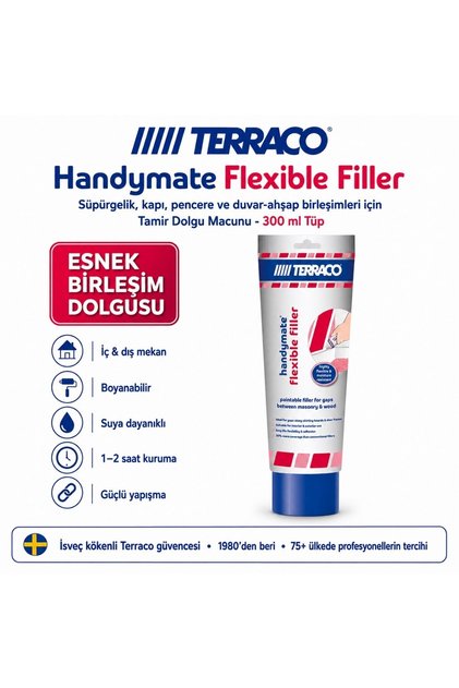 Terraco Handymate Duvar Ve Ahşap Arası Esnek Tamir Dolgu Macunu - 300 ml Tüp