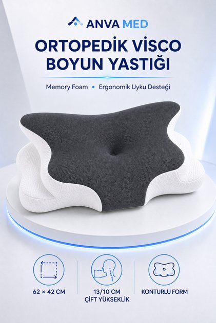 Boyun Destekli Ortopedik Visco Yastık Memory Foam Ergonomik Uyku Yastığı
