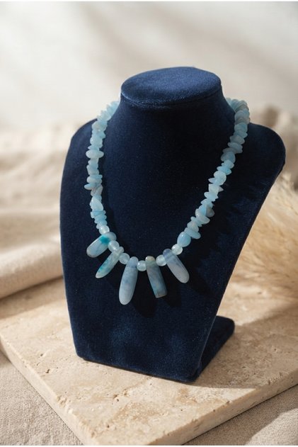 Handmade Blue Agate Stone Special Design Necklace