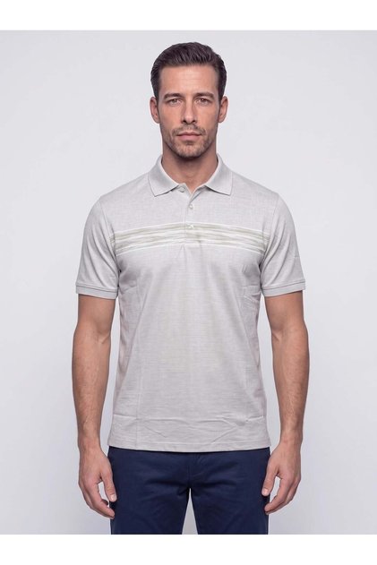 Light Green Micro Patterned Regular Fit Men's Polo Neck T-Shirt