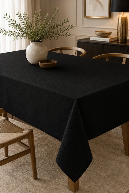 Linen Touch Khaki Green Collection Linen Look Solid Color Polyester Tablecloth
