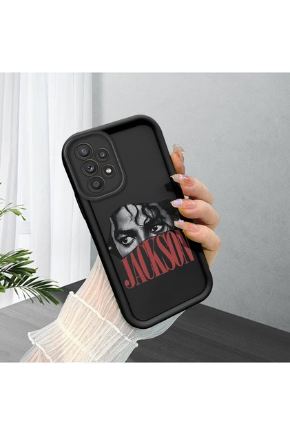 Samsung Galaxy A52/A52S Compatible Black Silicone Case Michael Jackson Portrait Pattern Camera Protected Shock Absorbing