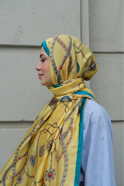 Gem Pattern Silk Voile Shawl-Yellow