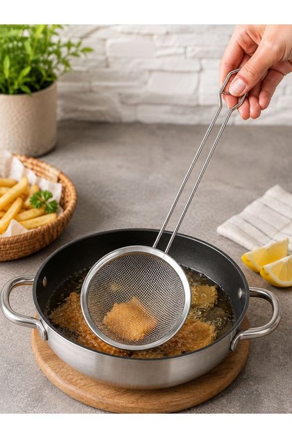Stainless Steel Perforated Scoop Spoon Oil Strainer Frying Colander 13 cm