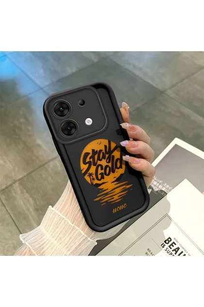 Infinix Zero 30 5g Compatible Black Silicone Case Sunset Beach Pattern Camera Protected Shock Absorbing