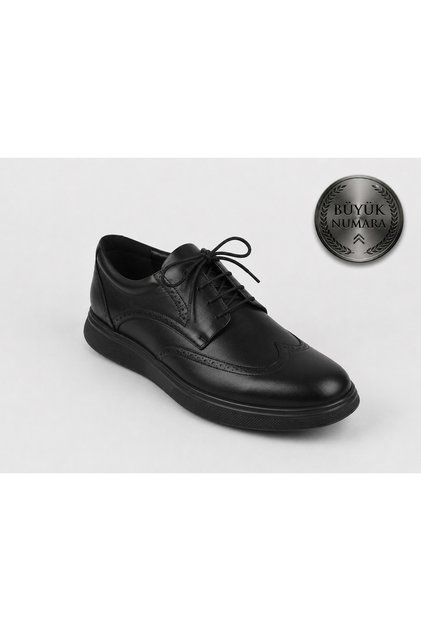 Genuine Leather Orthopedic Large Size 45-46 Classic Black Men's Shoes Te0405