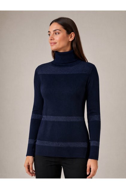 Full Turtleneck Knitwear Sweater - Navy Blue