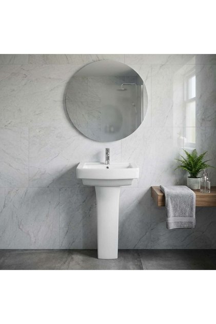 Luxe Atlantis Ceramic Wash Basin With Pedestal 600x480x830mm