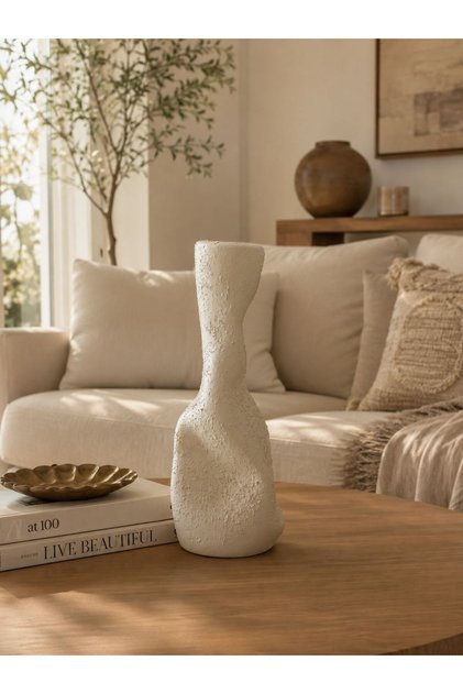 Siena Organik Dokulu Dekoratif Seramik Vazo 32 cm