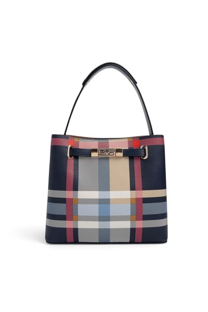 Navy Blue - Navy Blue Plaid Women's Handbag Sp1293