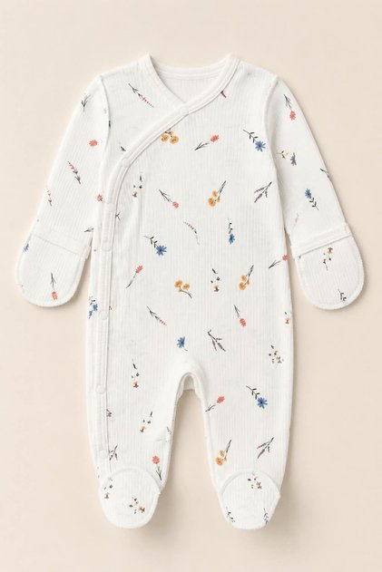 KIZ BEBEK %100 PAMUKLU KENDİNDEN ELDİVENLİ YENİDOĞAN PATİKLİ TULUM KZ1710