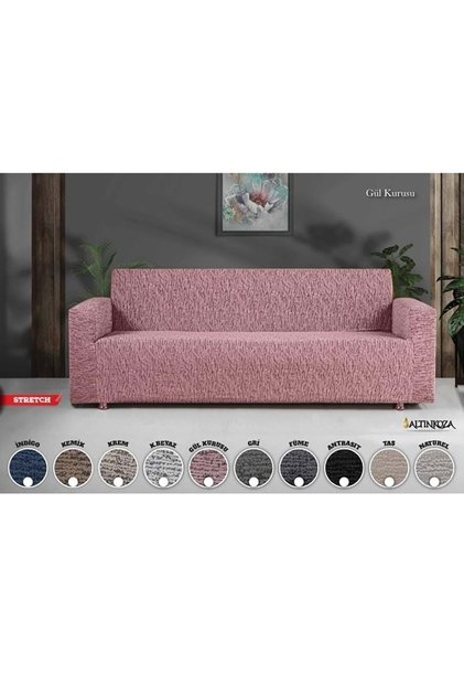 Still Jacquard Stretch Maxi Sofa Cover (3+3)-Dusty Rose