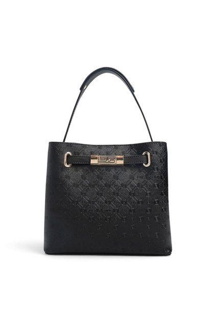Black - Women's Handbag with Black Logo Sp1293