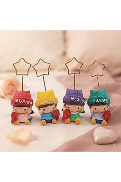Set of 4 Note Holders with Cute Children's Figures - Decorative Desktop Note Holder