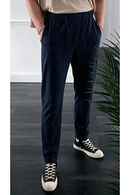 Men's Elastic Waist Lycra Comfortable Fit Smart Casual Jogger Trousers