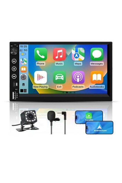 Player auto universal 2DIN de 7 inch cu CarPlay și Android Auto + CAMERĂ MARSARIER CADOU