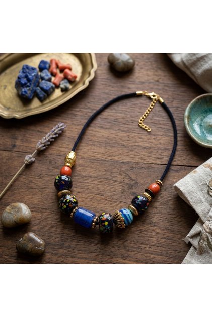 Handmade Ceramic Colorful Short Women's Necklace