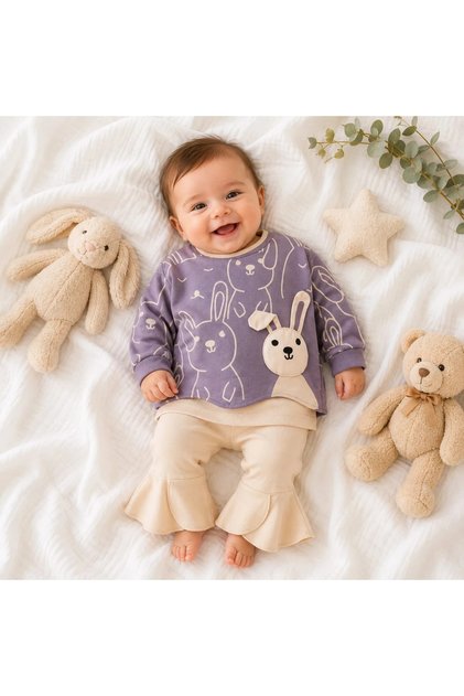 Rabbit ear detail piece spanish leg baby set