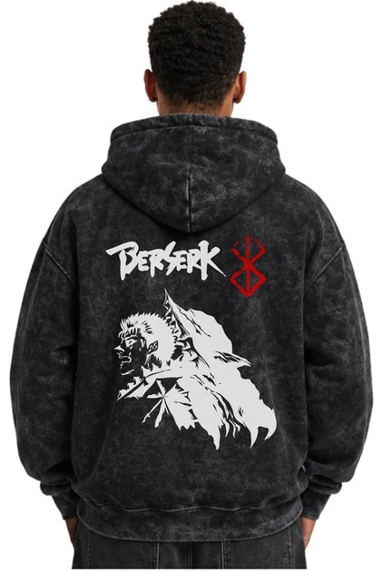 Berserk Guts Anime Baskılı Unisex Oversize Yıkamalı Premium Hoodie Sweatshirt